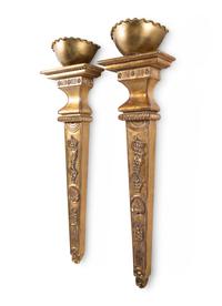 A Pair of Neoclassical Style Giltwood Wall Appliqués