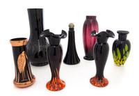 A Collection of Czechoslovakian Glass Articles Height of tallest 9 inches.