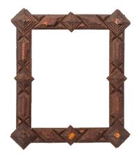 A Tramp Art Picture Frame Height 23 1/2 x width 27 1/2 inches.