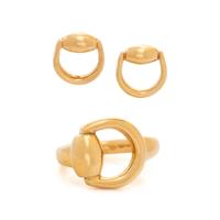 GUCCI, YELLOW GOLD HORSEBIT RING AND EARRINGS