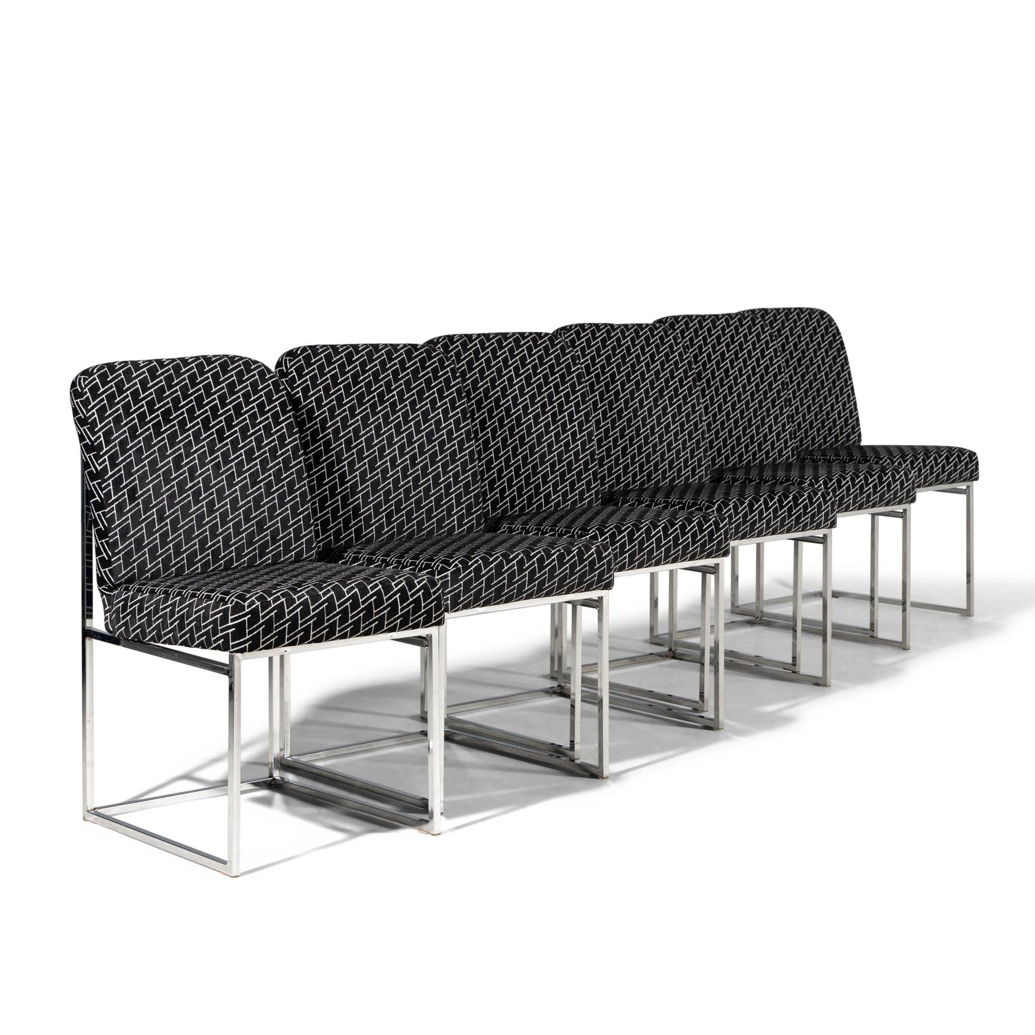 Thin Line Chrome Dining Chairs, Set of 6 Design Institute of America