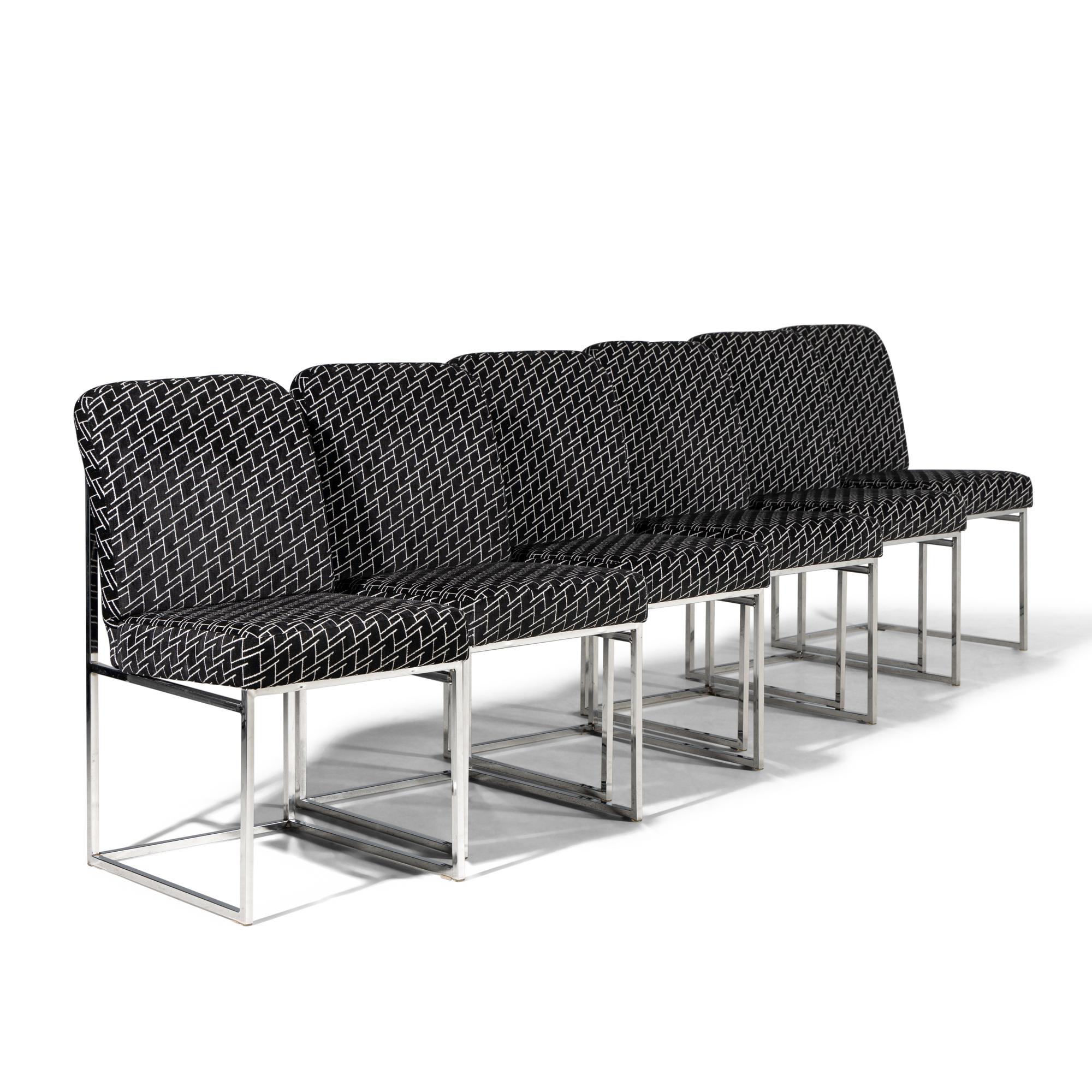 Thin Line Chrome Dining Chairs, Set of 6 Design Institute of America