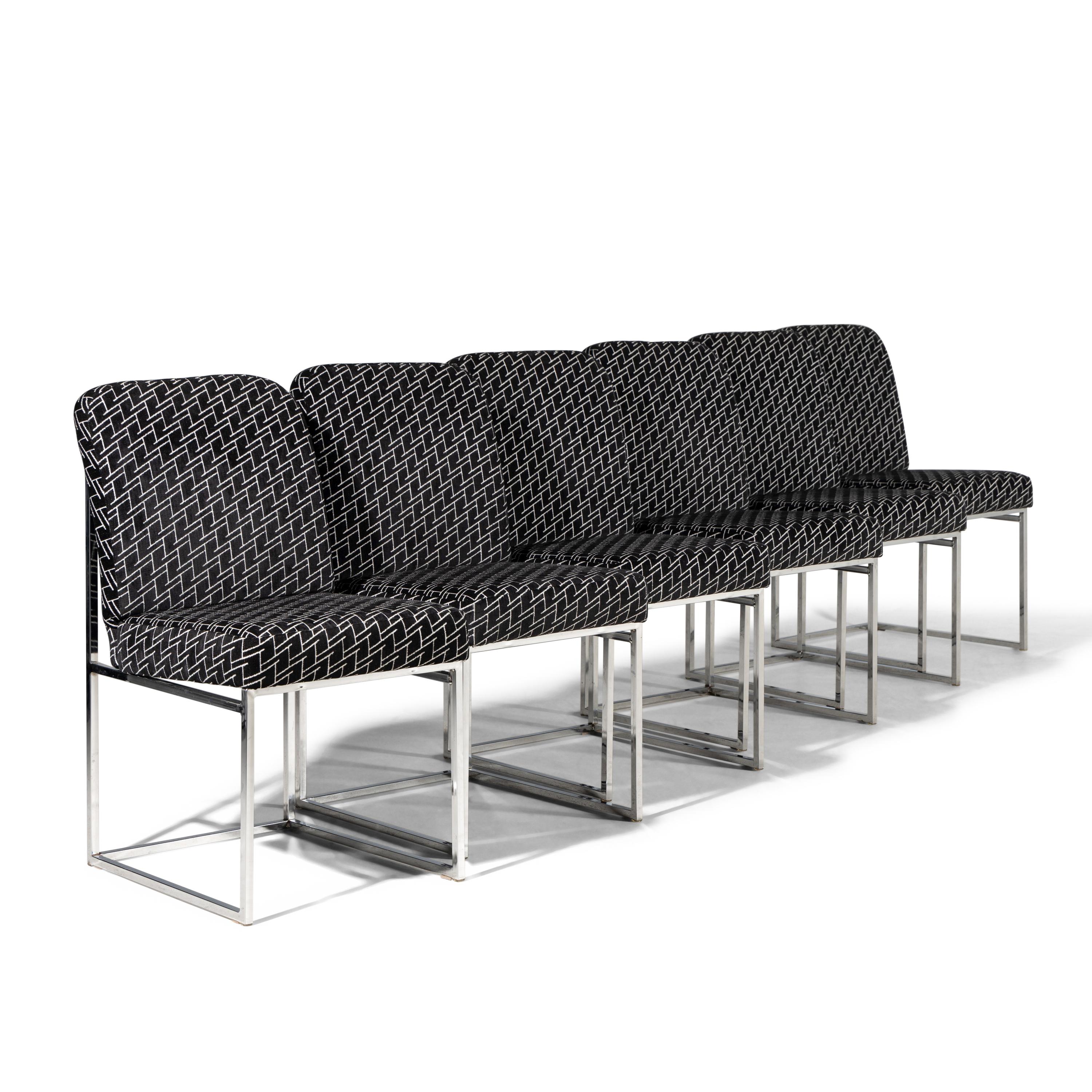 Thin Line Chrome Dining Chairs, Set of 6 Design Institute of America