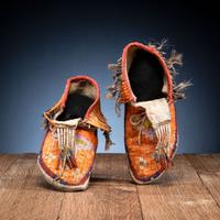 Sioux Quilled and Beaded Hide Moccasins