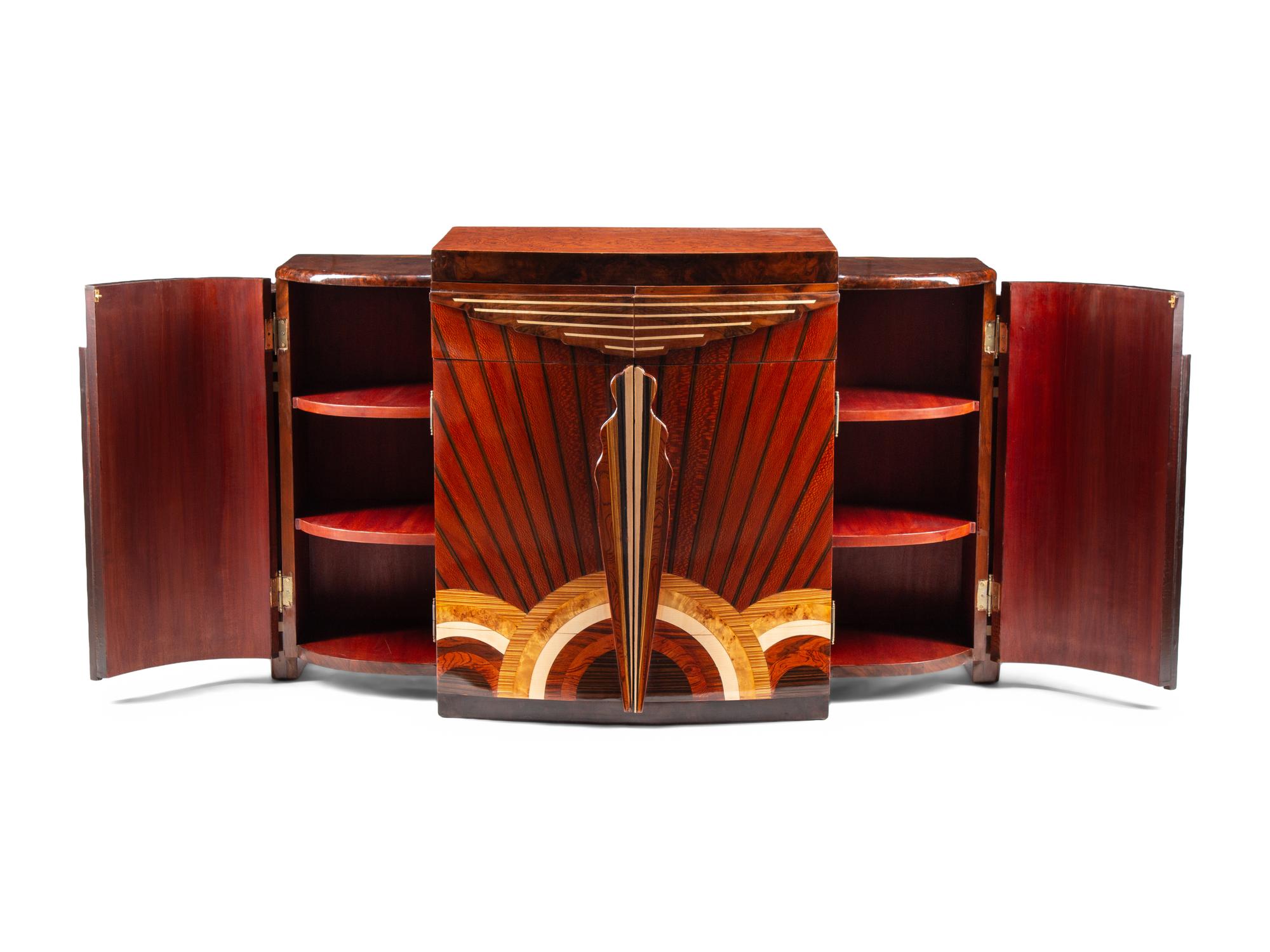 An Art Deco Style Various Woods Console Cabinet