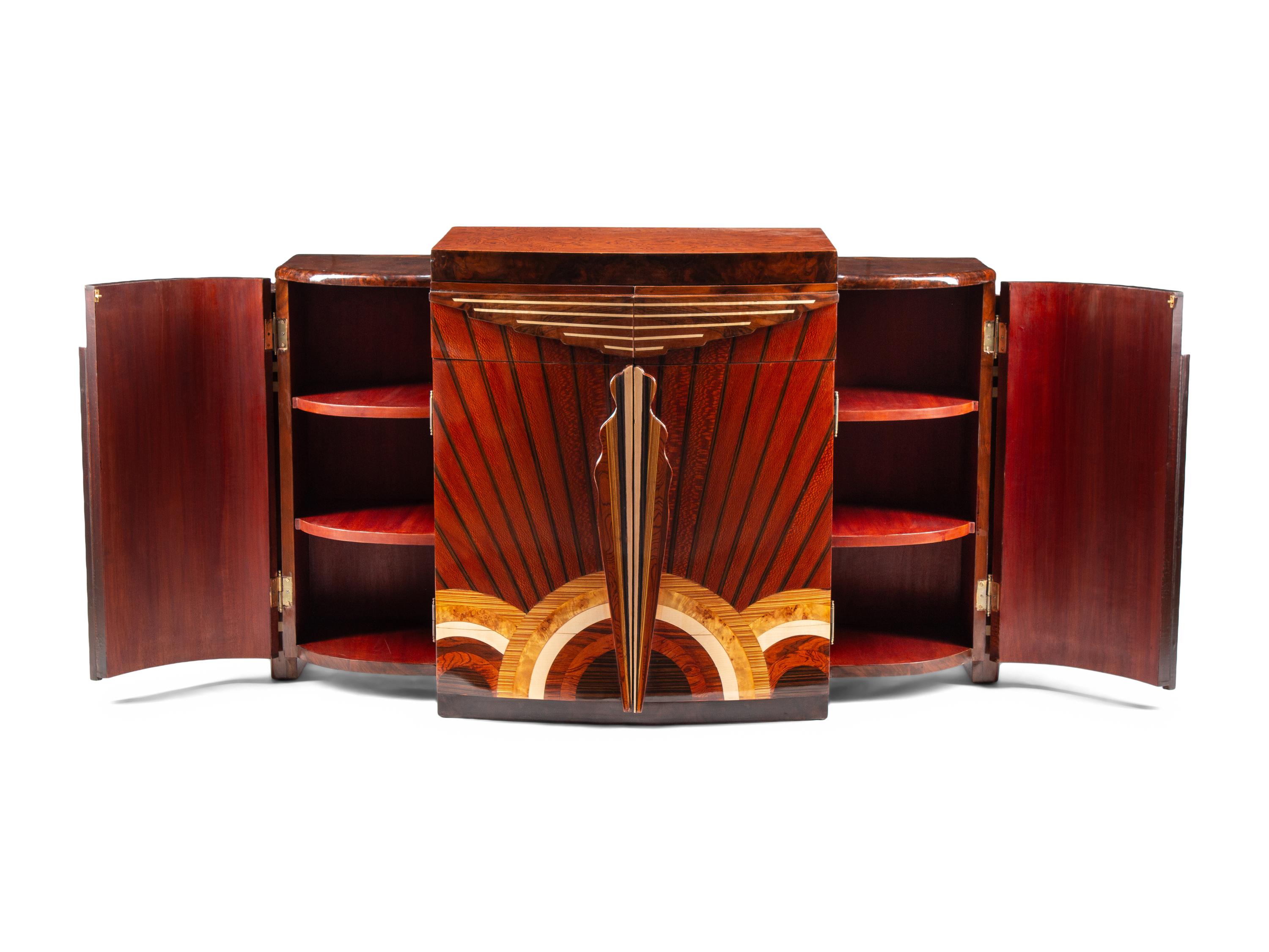 An Art Deco Style Various Woods Console Cabinet