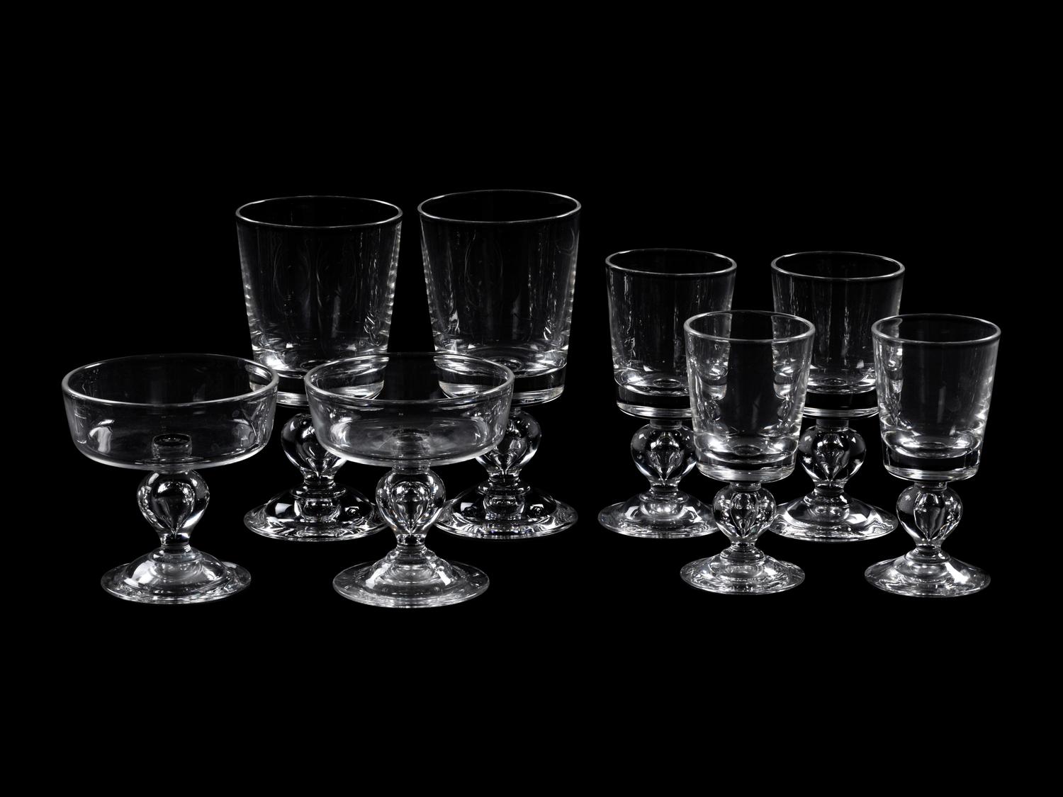 A Steuben Glass Stemware Service