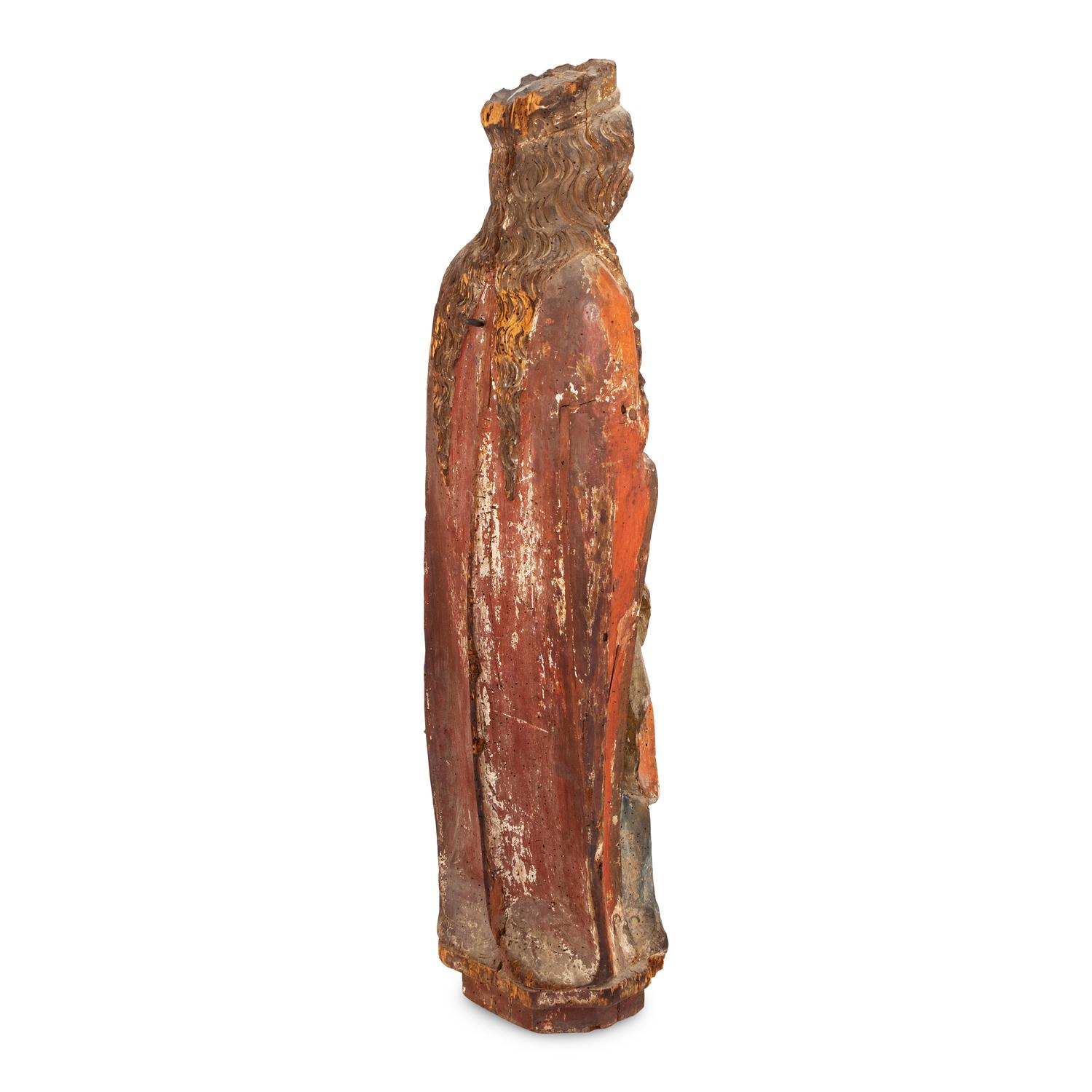 A Continental Carved and Polychrome Decorated Figural Group of the Virgin and Child
