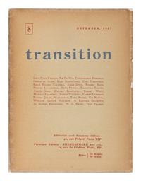 JOYCE, James (1882-1941). ["Anna Livia Plurabelle."] "Continuation of a Work in Progress." In: transition , No. 8, pp. 17-35. Paris: Shakespeare and Co., November 1927.