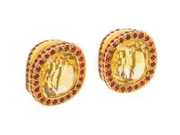 LAURA MUNDER, CITRINE AND GARNET EARCLIPS