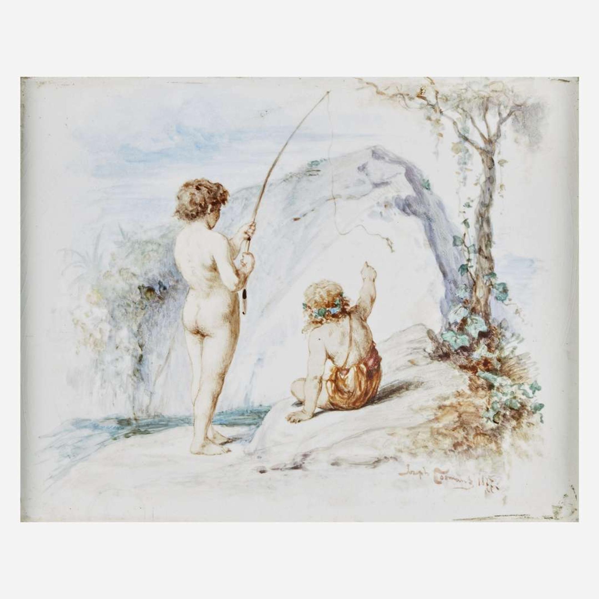 Joseph Coomans (Belgian, 1816–1889) Fishing Boys