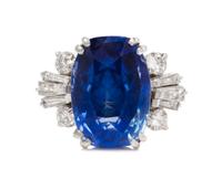 A Platinum, Sapphire and Diamond Ring, 5.70 dwts.