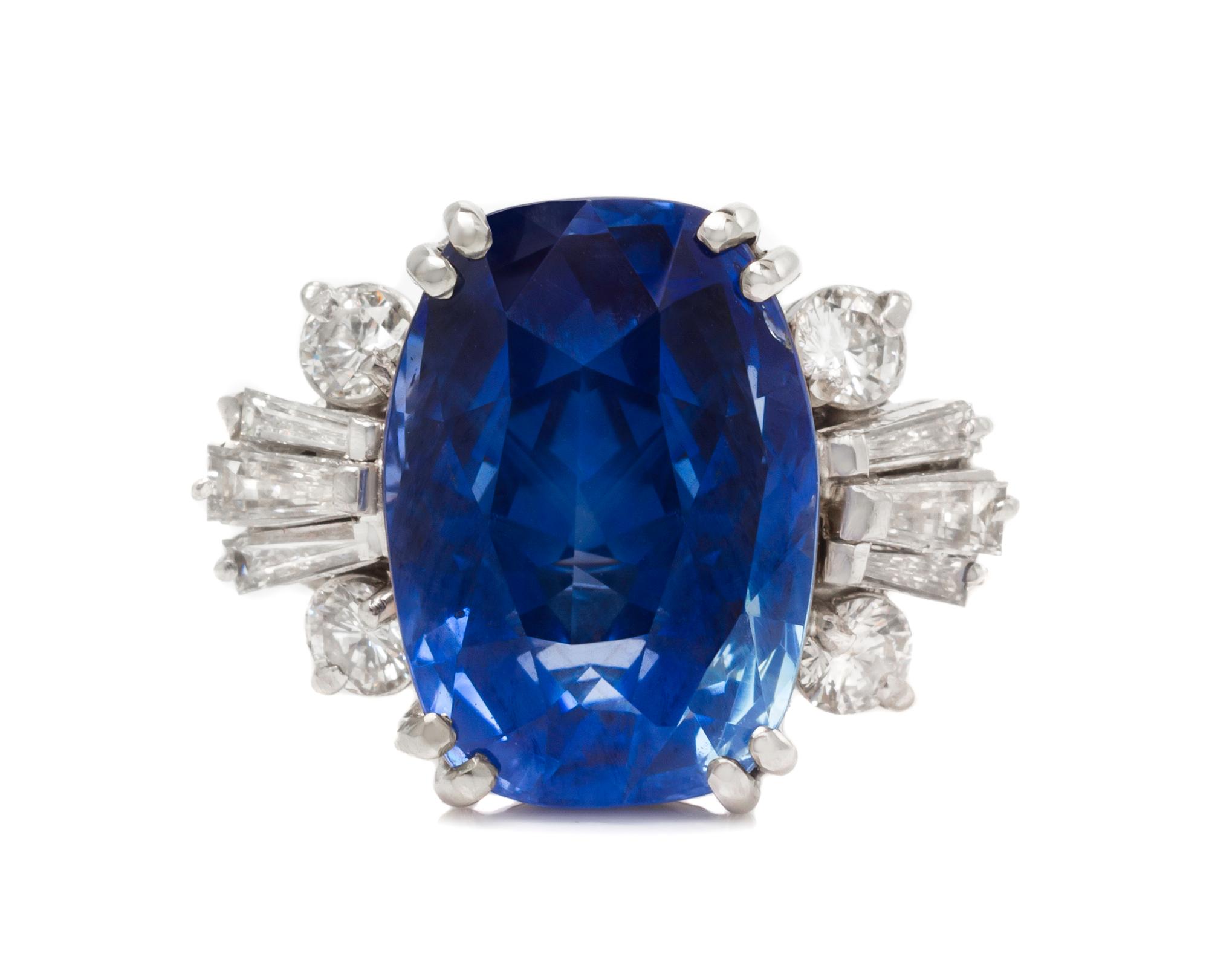 A Platinum, Sapphire and Diamond Ring, 5.70 dwts.