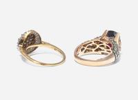 A Collection of Two Gold, Diamond, and Gemstone Rings