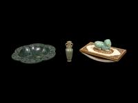 Three Chinese Carved Hardstone Desk Articles