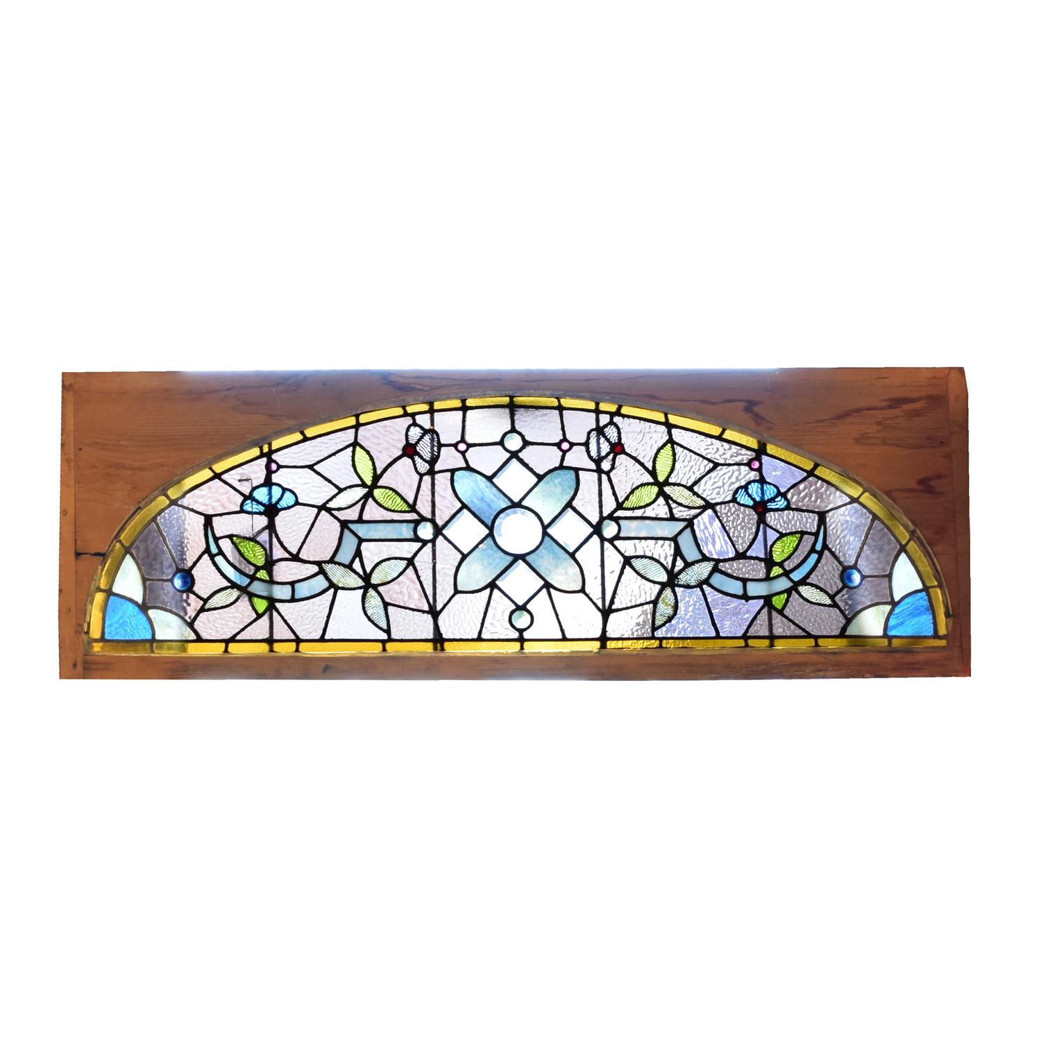 A Stained Glass Window 65" W x 2" D x 22.5" H, — United States, 19th Century