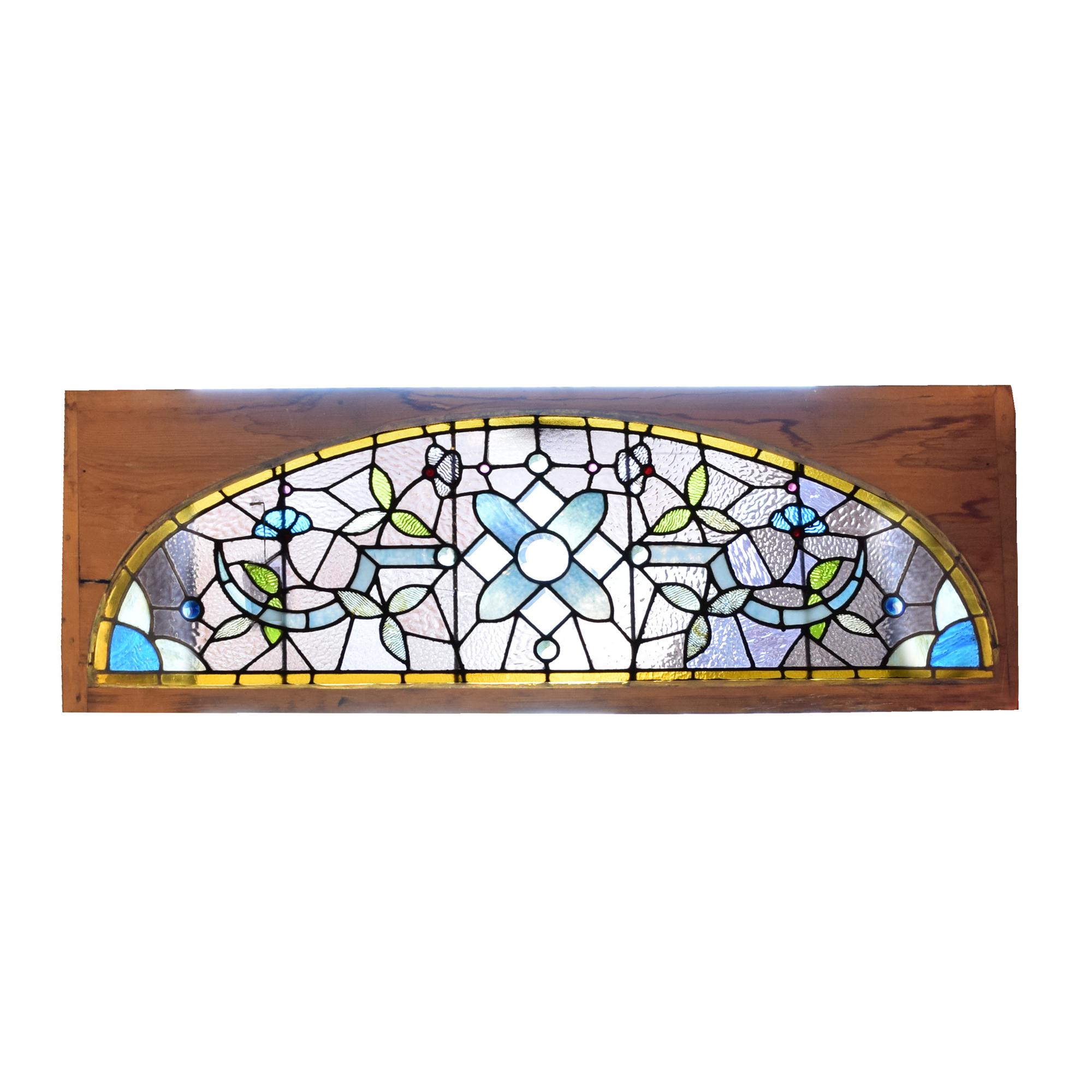 A Stained Glass Window 65" W x 2" D x 22.5" H, — United States, 19th Century