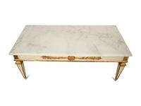 A Continental Painted and Parcel Gilt Marble-Top Low Table
