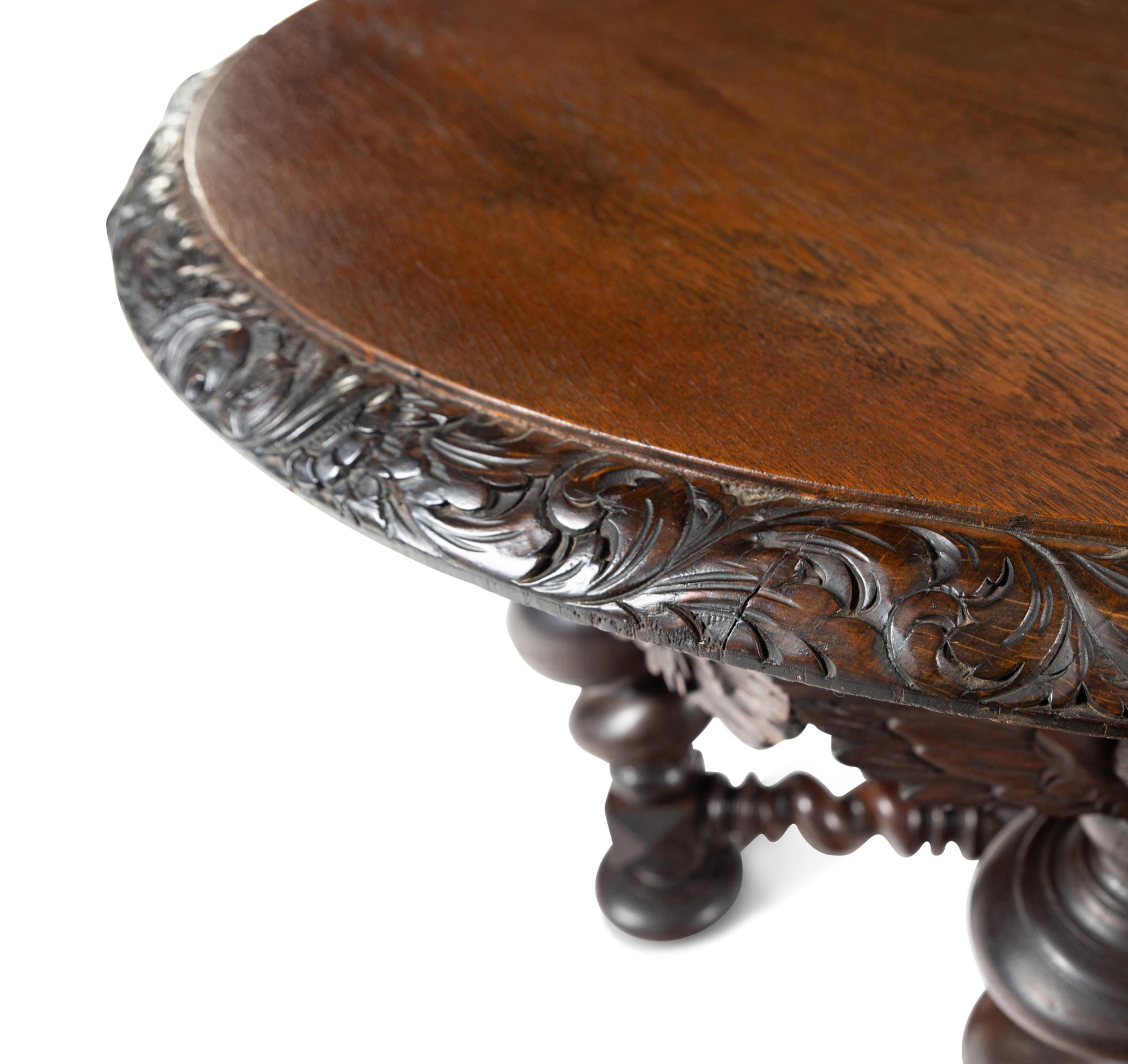 A Continental Carved Oak Center Table