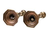 A Pair of English Brass Octagonal Base Candlesticks