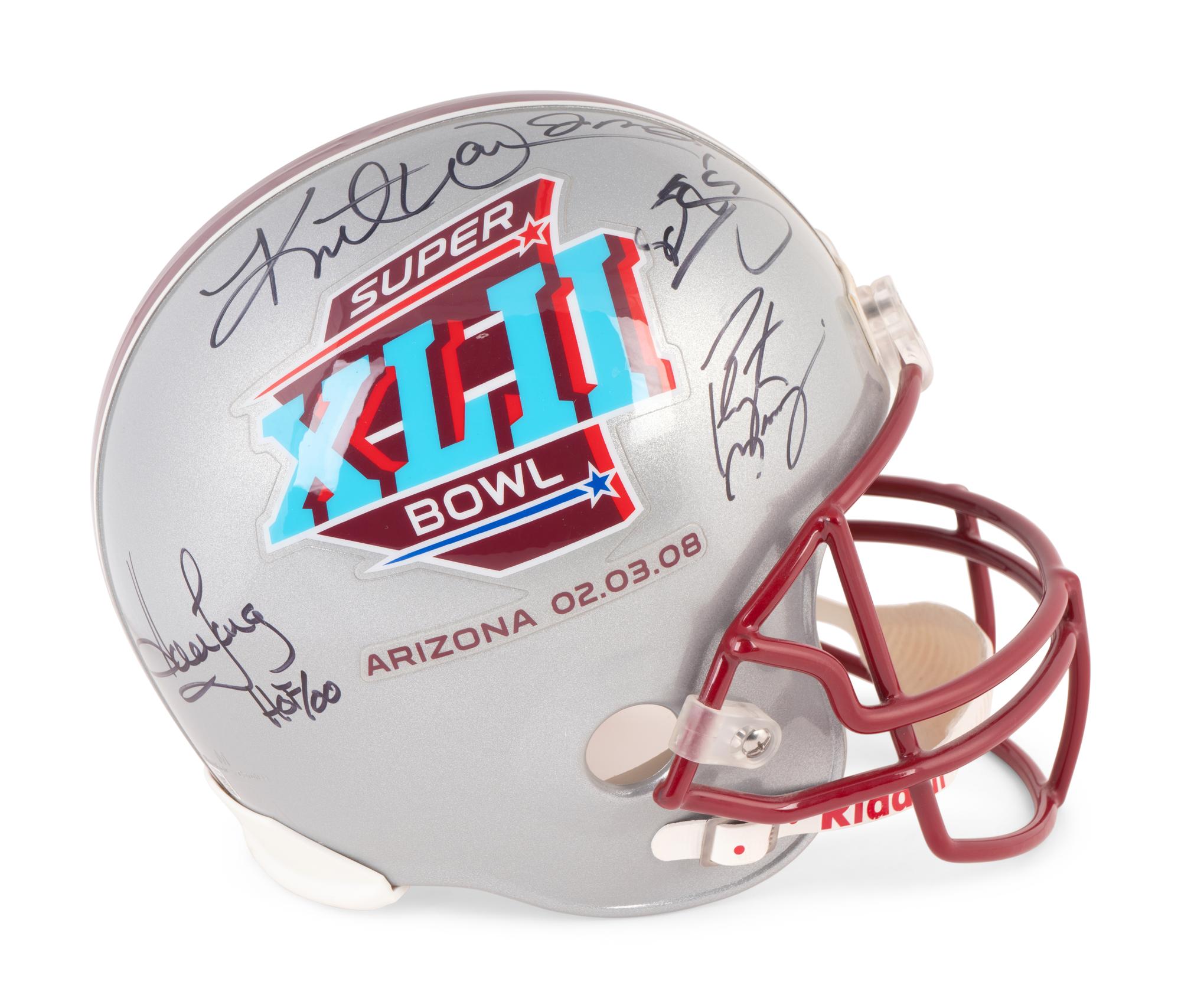 A Super Bowl XLVI 2008 Multi Signed Helmet Including Peyton Manning, Joe Montana and Junior Seau (Beckett Authentication Services BAS Certified),