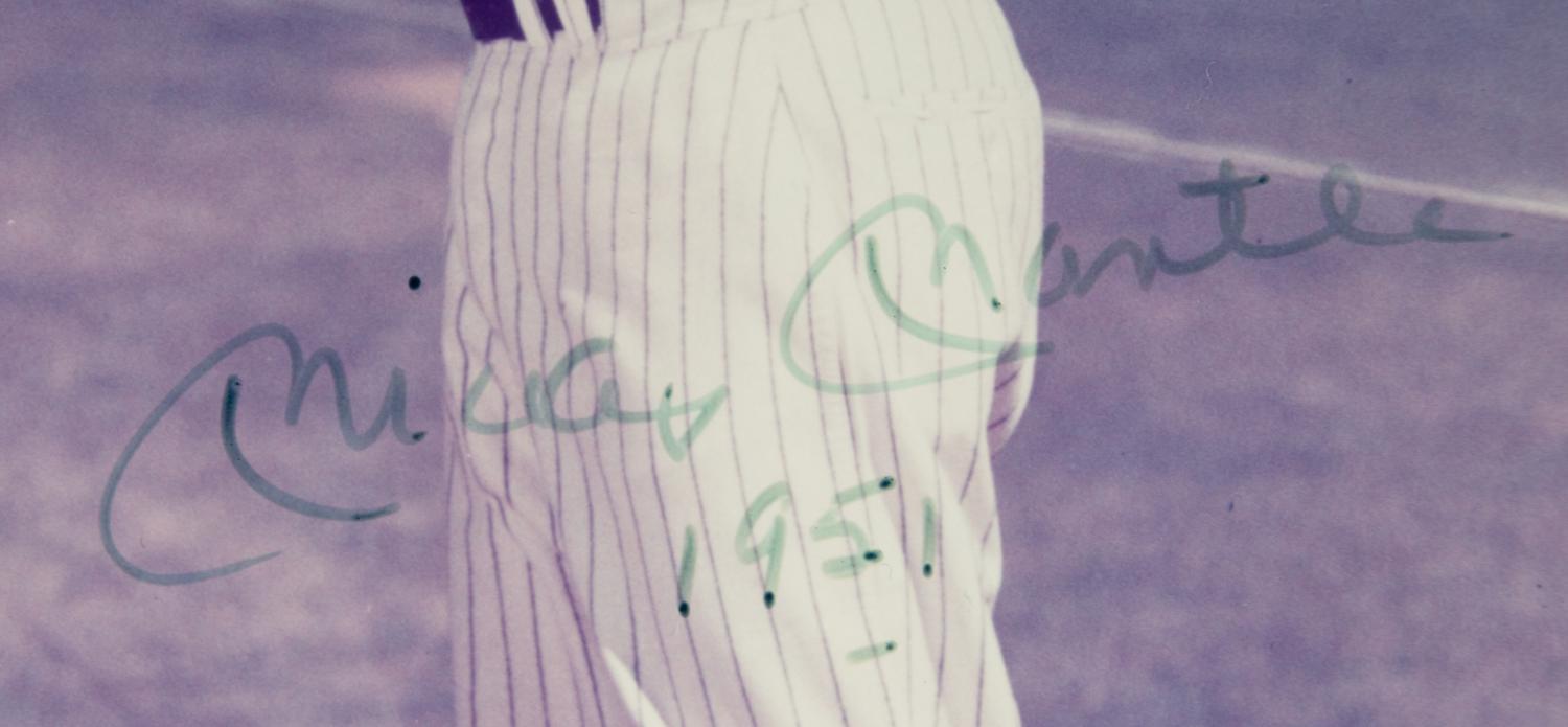 A Mickey Mantle Rookie Season Signed Autograph Photo Inscribed 1951 (Beckett Authentication Services Letter)