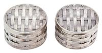 A Pair of Italian Silver Basket-Weave Pill Boxes, , Retailed by Tiffany & Co., New York.