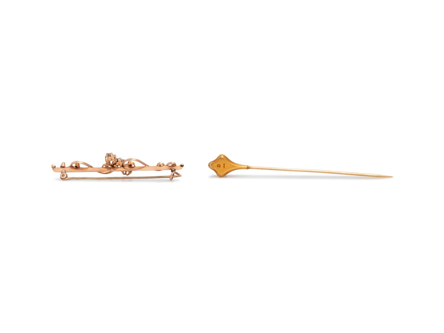 COLLECTION OF ANTIQUE, GOLD AND DIAMOND PINS