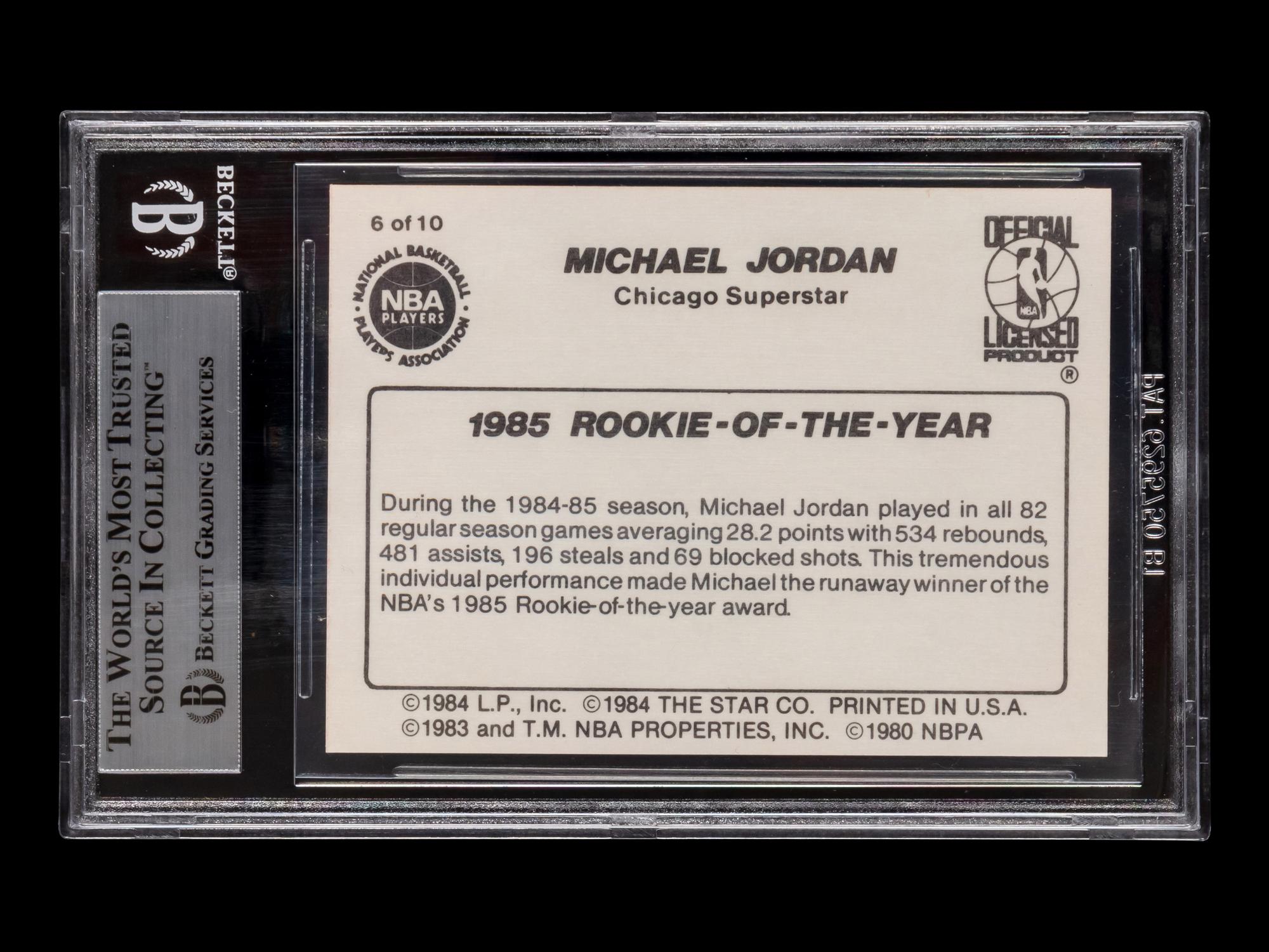 A 1986 Star Michael Jordan Set 1985 Rookie Of The Year Card No. 6 (BGS 6.5 EX-MT+)
