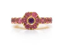An 18 Karat Yellow Gold, Pink Tourmaline and Amethyst Ring, Pasquale Bruni, 6.80 dwts.
