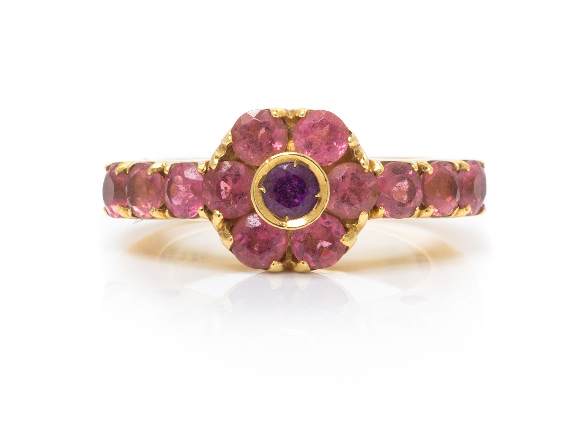 An 18 Karat Yellow Gold, Pink Tourmaline and Amethyst Ring, Pasquale Bruni, 6.80 dwts.