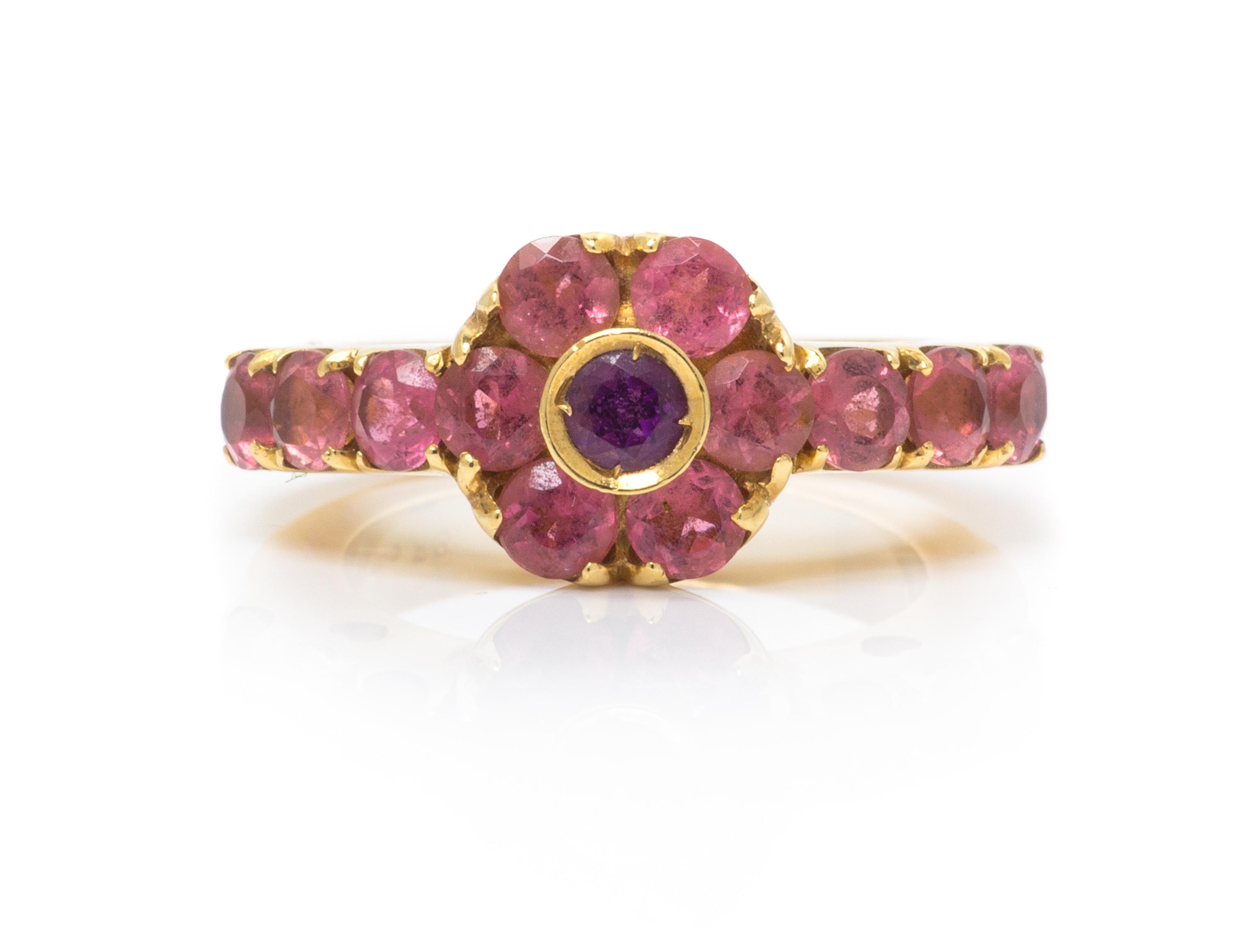 An 18 Karat Yellow Gold, Pink Tourmaline and Amethyst Ring, Pasquale Bruni, 6.80 dwts.