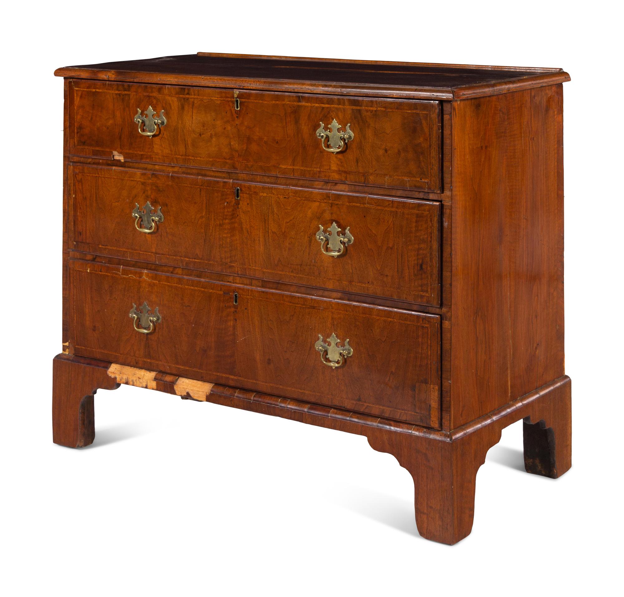 A George II Burl Walnut Chest of Drawers