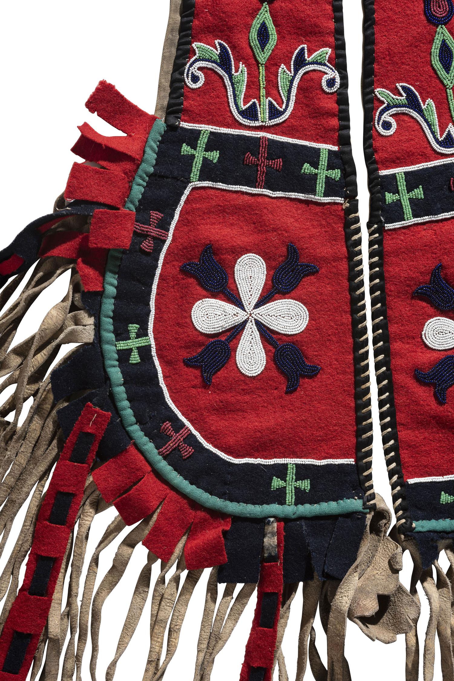 Blackfeet Beaded Wool and Hide Crupper
