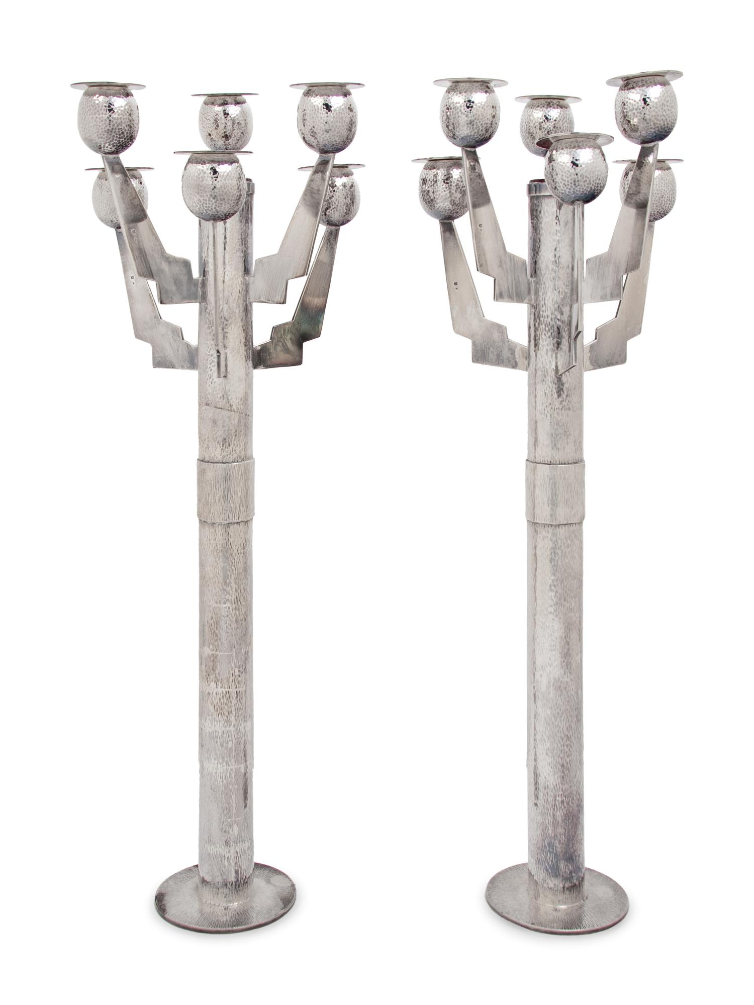 A Pair of Six-Light Candelabra, c. 1999, Executed by Jacques Richard, Paris