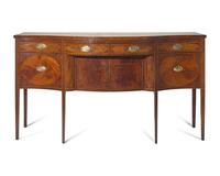 A Federal Inlaid and Figured Mahogany Serpentine Front Sideboard, New York, NY, Circa 1800