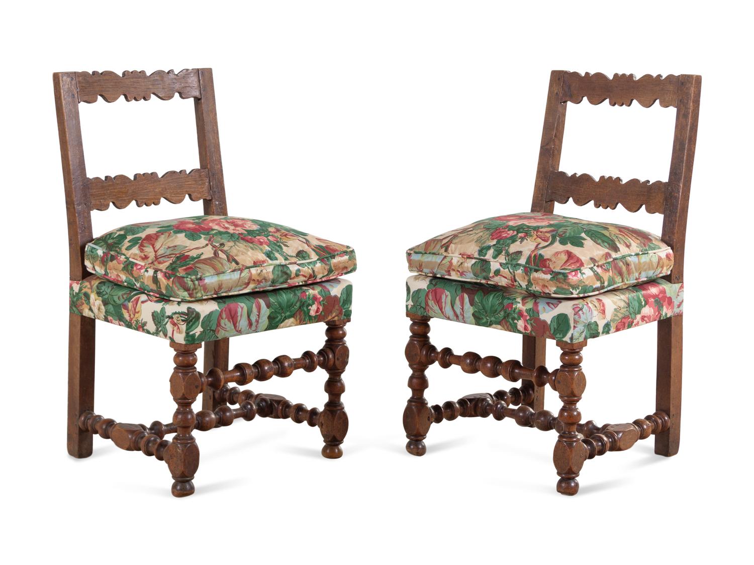 A Set of Four Italian Renaissance Style Oak Side Chairs