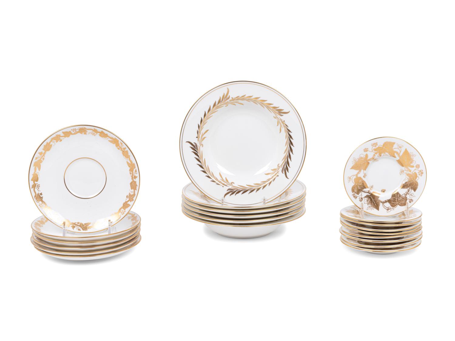 A Collection of Gilt-Decorated English Porcelain Dinnerware