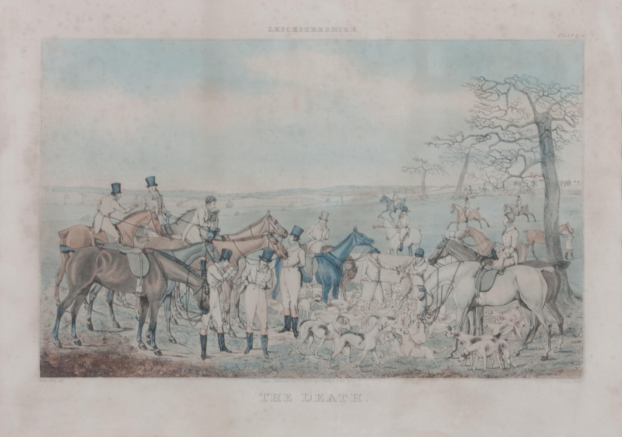 After Henry Alken, (British, 1785-1851), Full Cry, Getting Away, The Death and The Meeting, (four works from the Leicestershire series)