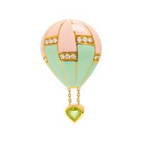 FRED, YELLOW GOLD, ENAMEL, DIAMOND, AND PERIDOT HOT AIR BALLOON PIN, FRANCE