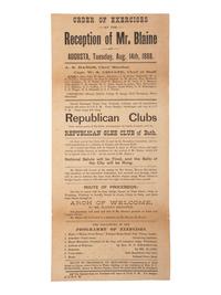 [1884 ELECTION]. -- [BLAINE, James G.]. Broadsides from the 1884 Blaine and Logan campaign including "The Republican Ticket" with jugate portraits.