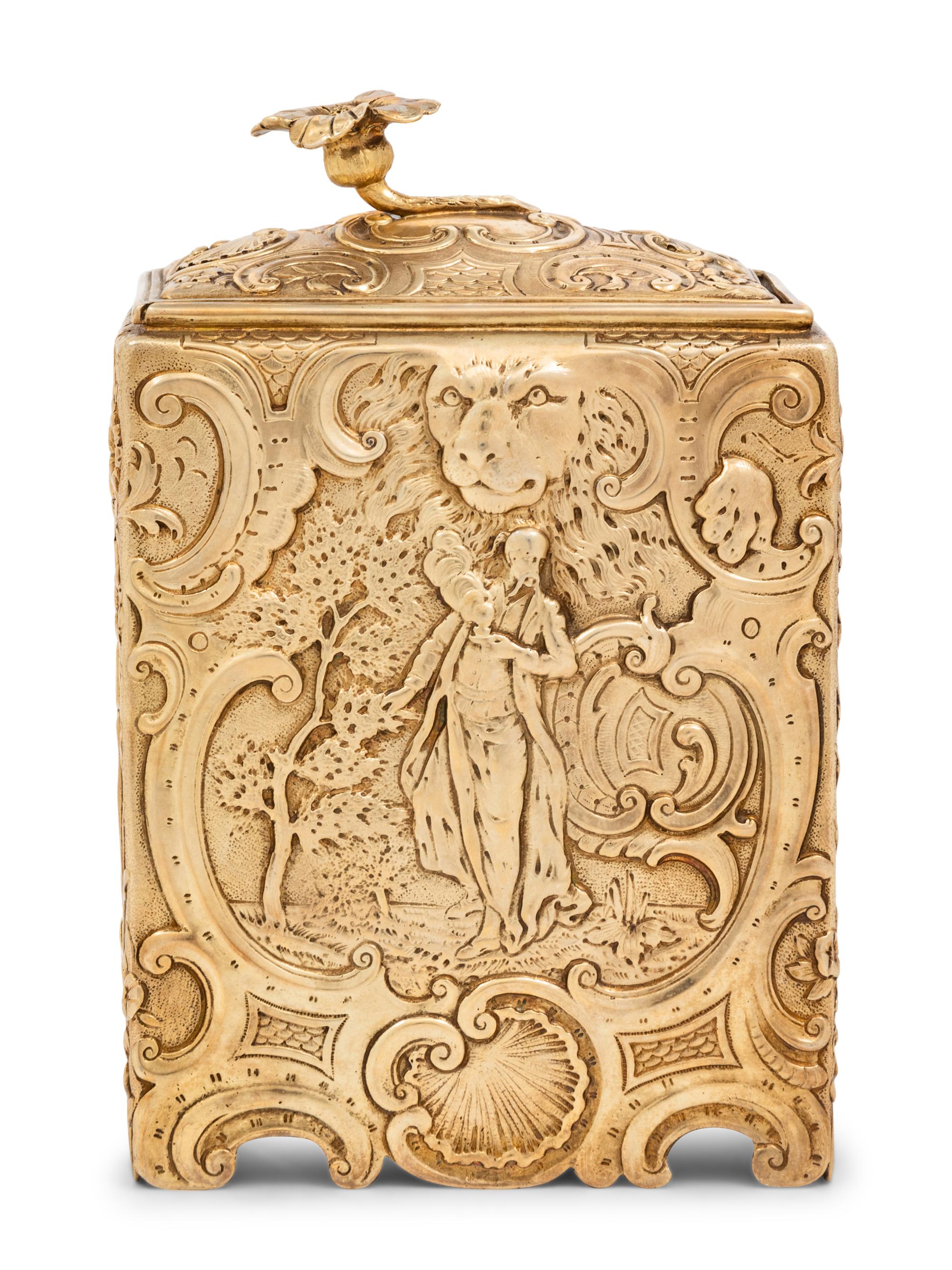 A Dutch Silver-Gilt Tea Caddy