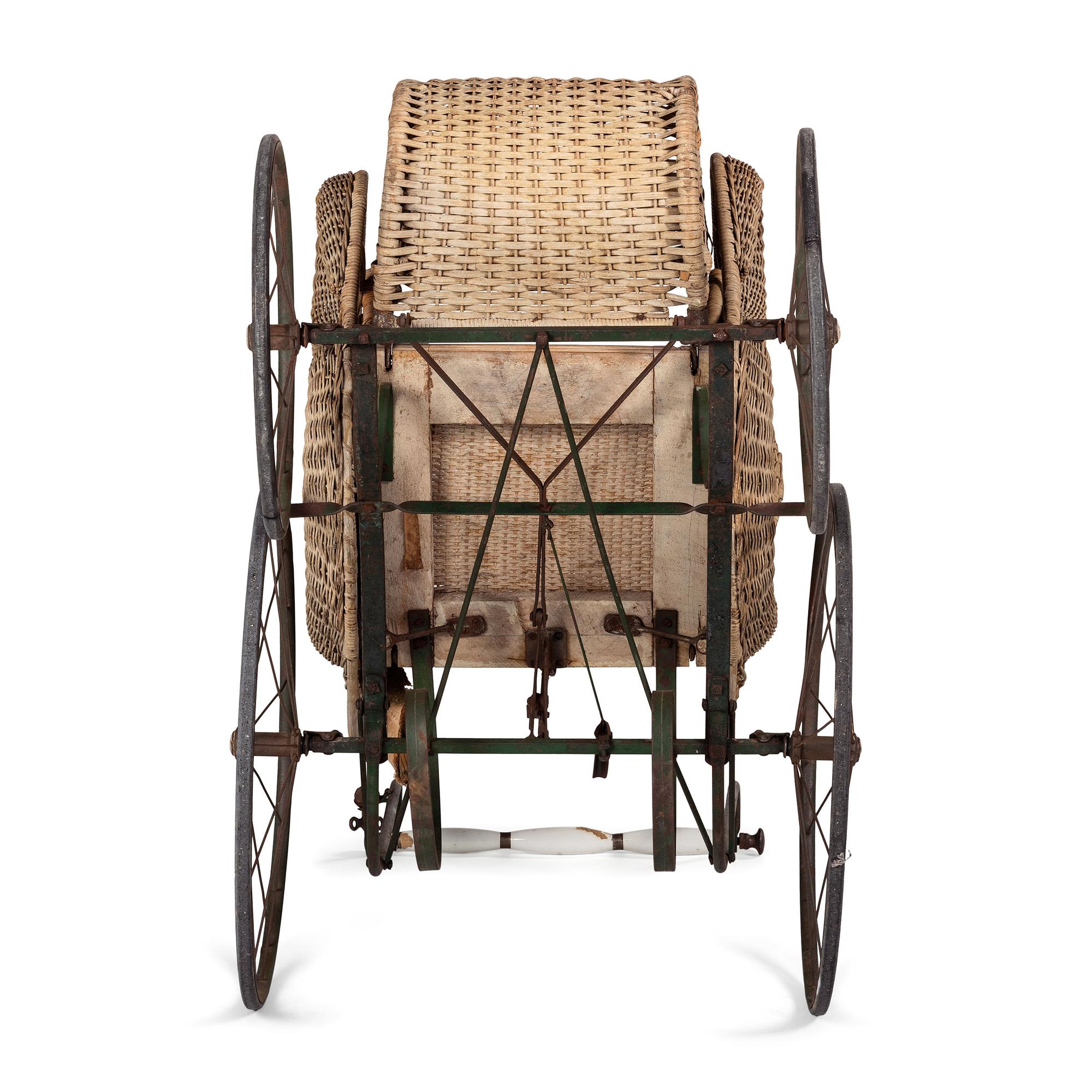 A Victorian Basket Weave Swan-Decorated Trolley