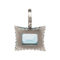PLATINUM, BLUE TOPAZ AND DIAMOND PENDANT
