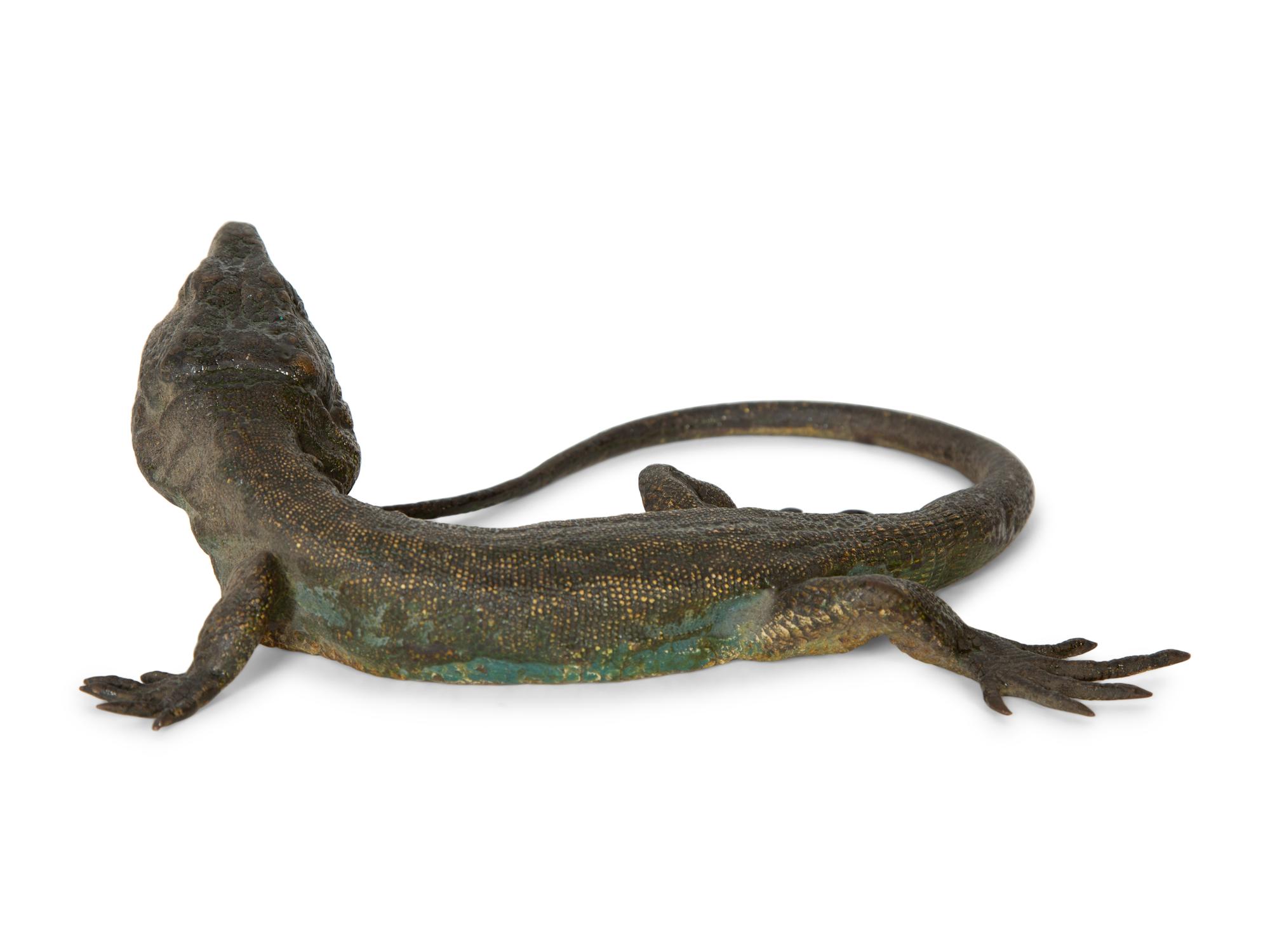 A Bergmann Austrian Cold-Painted Bronze Canary Island Lizard (No. 4133) — 19th Century