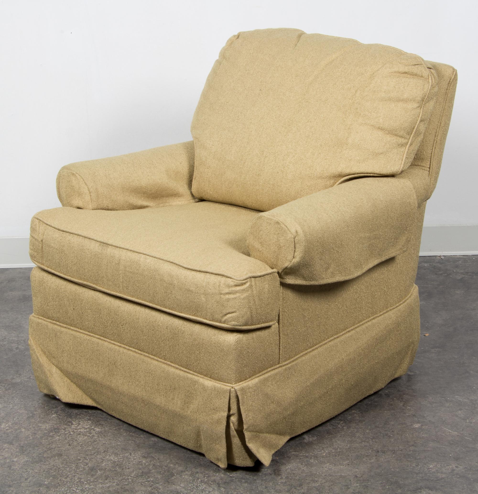 An Upholstered Club Chair Height 30 inches.