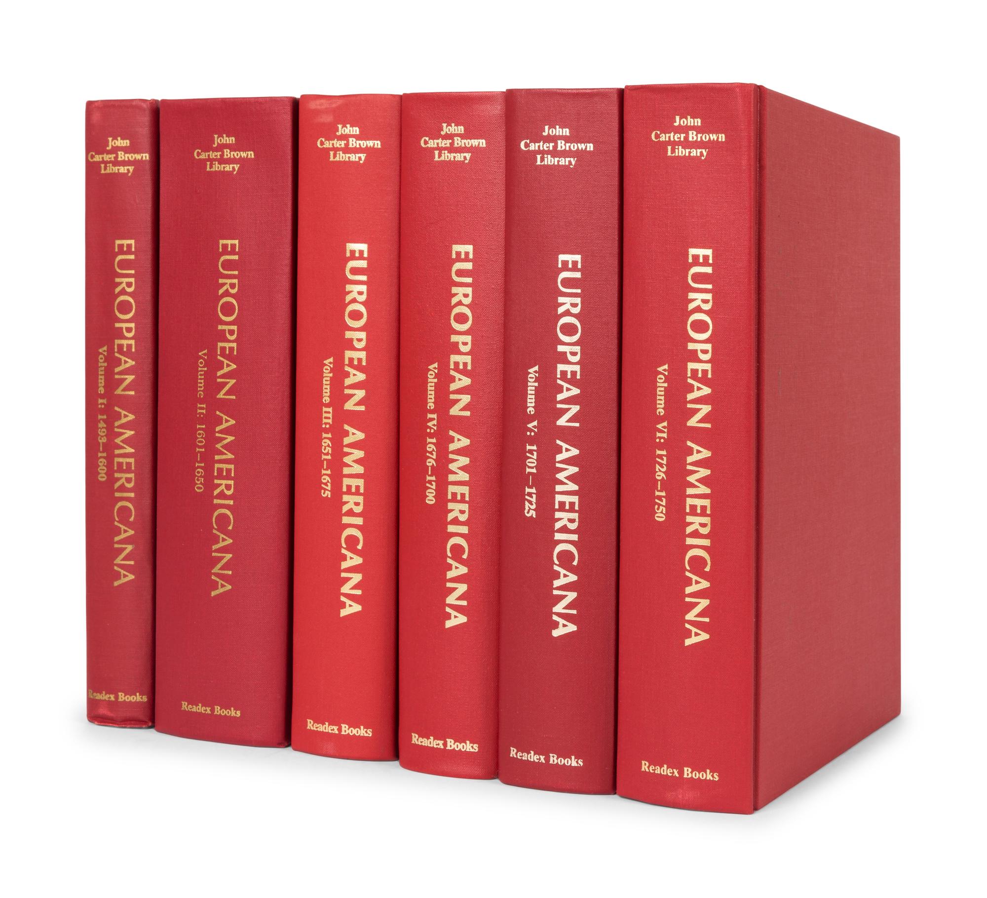[AMERICANA -- BIBLIOGRAPHIES]. ALDEN, John, et al. (ed.) European Americana: A Chronological Guide to Works Printed in Europe Relating to the Americas, 1493-1776 . New York: Readex Books, 1980.