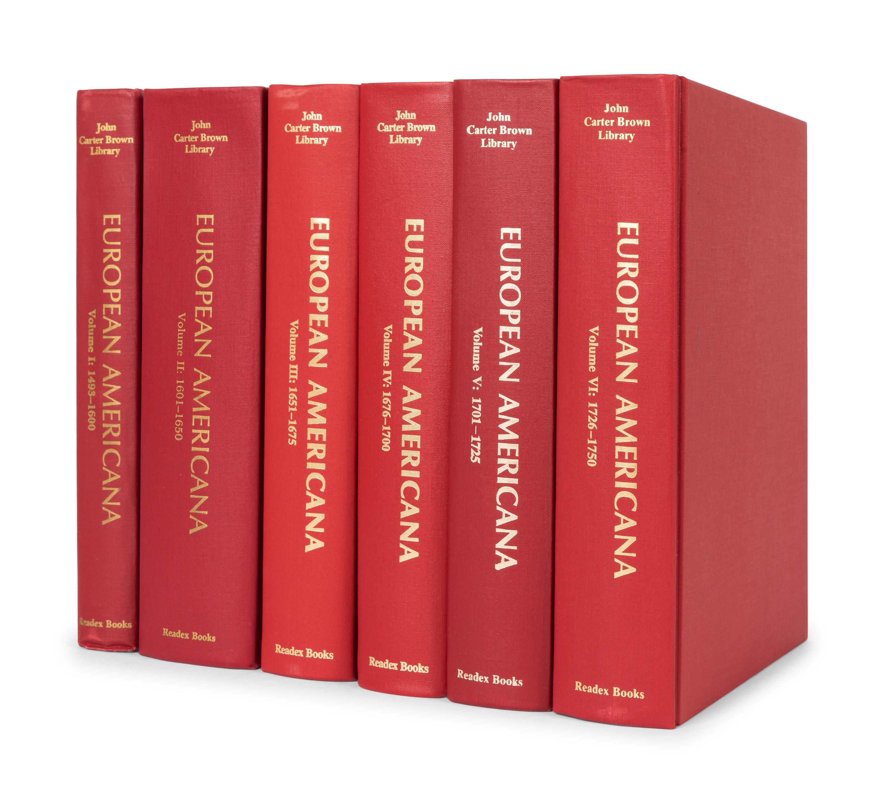 [AMERICANA -- BIBLIOGRAPHIES]. ALDEN, John, et al. (ed.) European Americana: A Chronological Guide to Works Printed in Europe Relating to the Americas, 1493-1776 . New York: Readex Books, 1980.