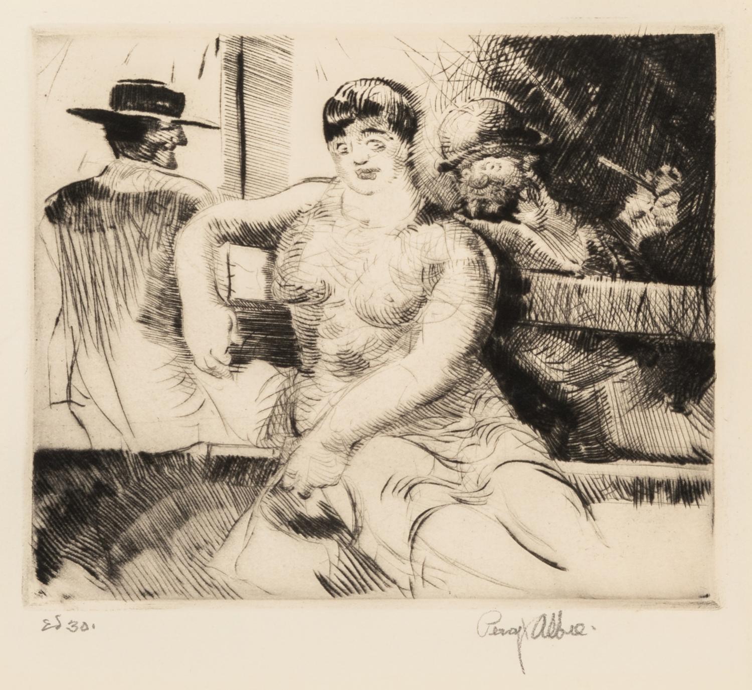 Percy F. Albee, (American, 1883-1959), A group of five works: Italian Fishwife, Italian Fishwife, Street Musicians, Idlers, and Poor Mo
