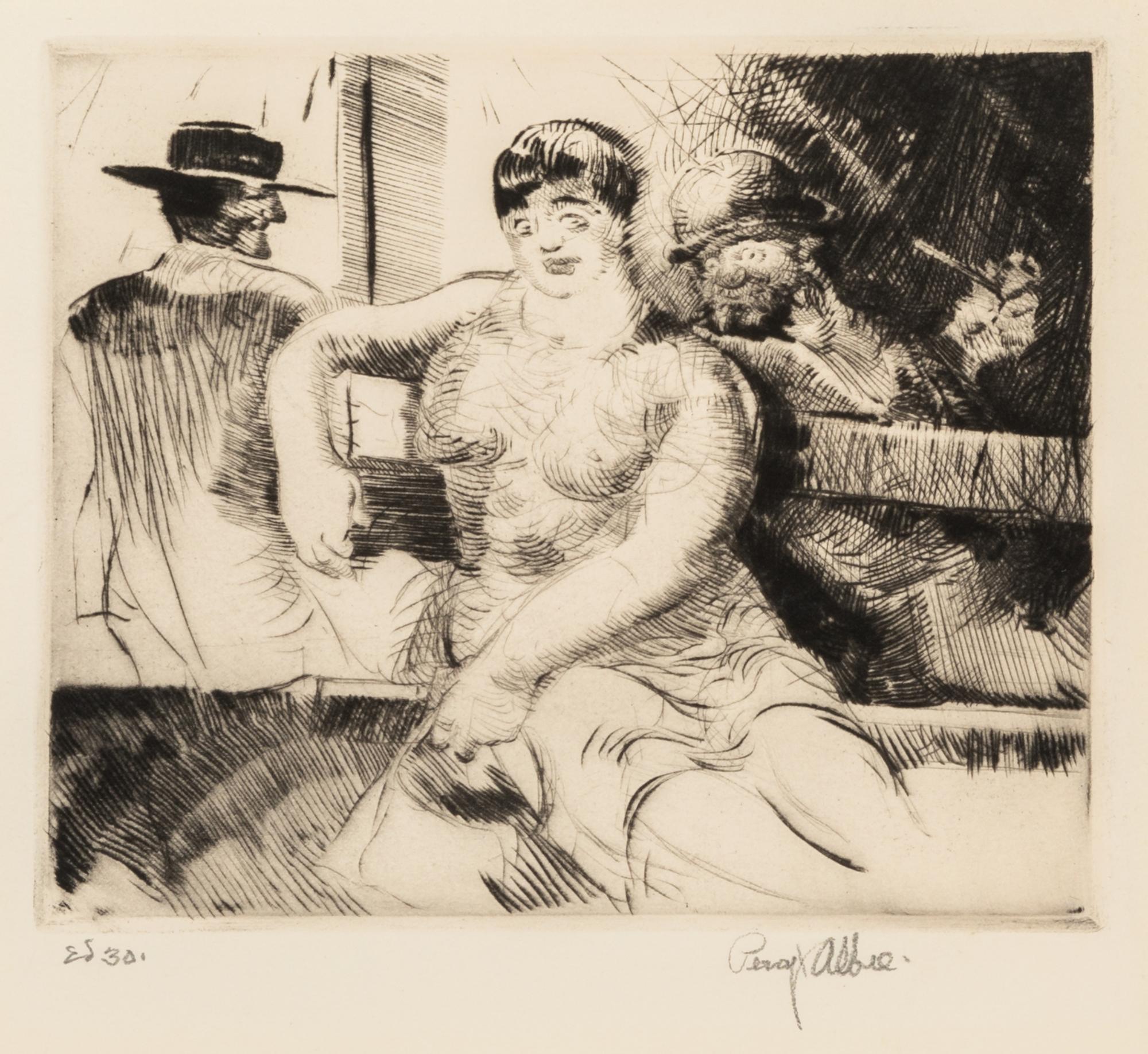 Percy F. Albee, (American, 1883-1959), A group of five works: Italian Fishwife, Italian Fishwife, Street Musicians, Idlers, and Poor Mo